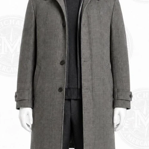 Vintage Alligator Weatherstyle Mens Gray Glen Plaid Overcoat USA Estimated Large - product listing photo