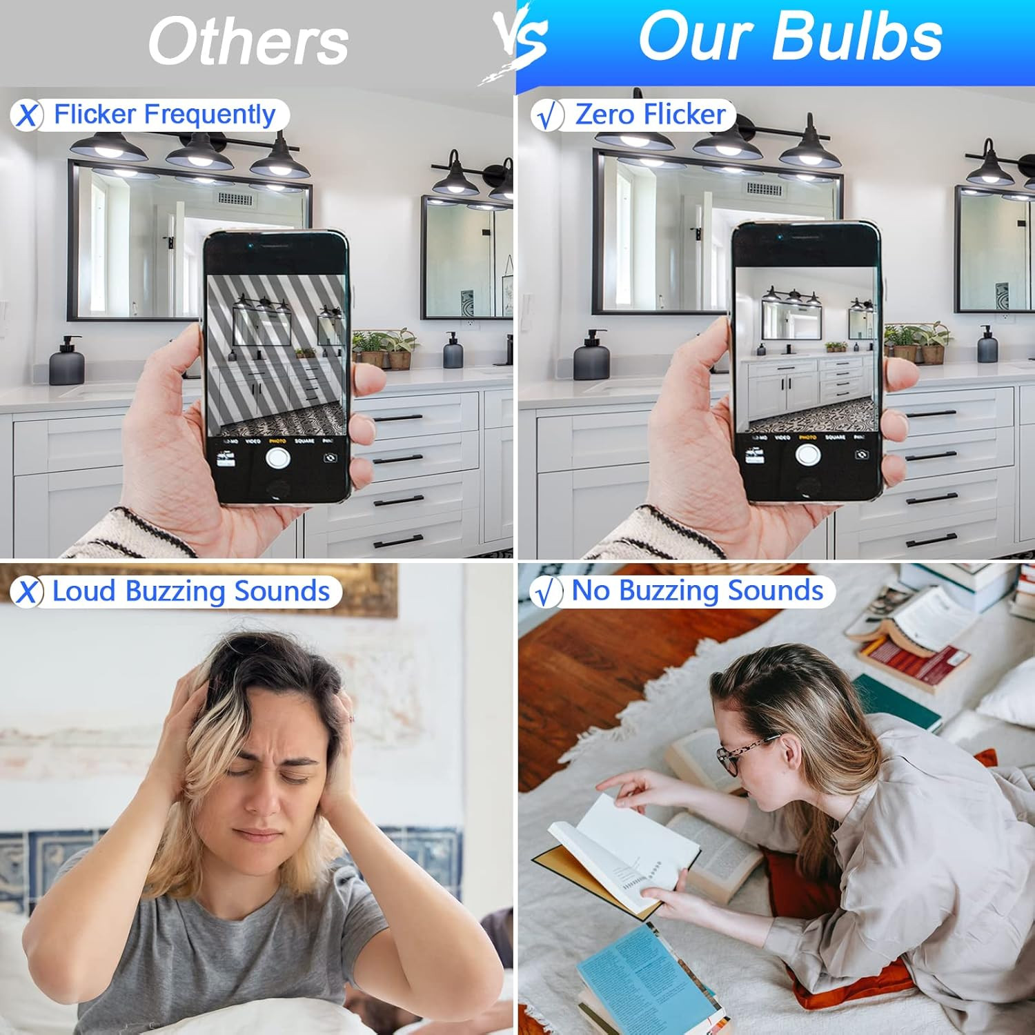 4 Pack Daylight Bathroom Light Bulbs, 60 Watt Equivalent, E26 Medium Base, G25 L