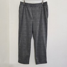 A NEW DAY size Large Dark Gray Elastic Waist Pull On Plaid Pants Ankle Length