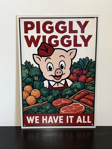 Hi Gloss! Piggly Wiggly Grocery Store Vintage Style Metal Sign