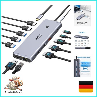 Selore&s-global USB C Dockingstation 13-in-1 Triple Monitor Adapter 4K HDMI D...