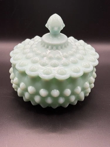 Fenton Pastel Hobnail Lidded Dish