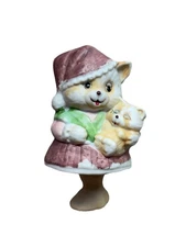 Vintage Jasco Caring Critter Bell Cat Christmas Ornament 1980s Bisque Porcelain