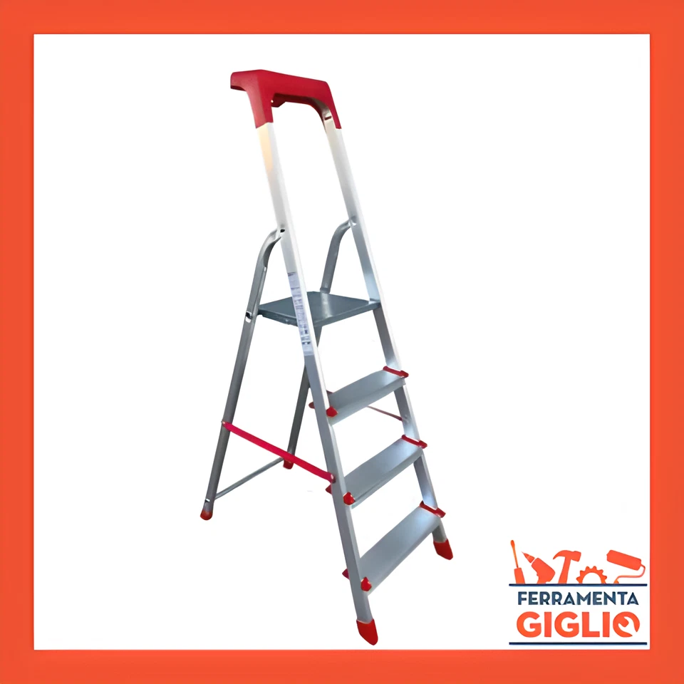 Scala in Alluminio 4 5 6 7 8 Gradini Pieghevole Scaletta Domestica Leggera - Immagine 4 di 4