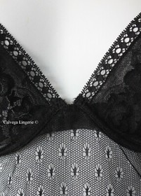 NWT LA PERLA 9030278 "Romantica" Mesh / Lace Underwired Bodysuit Black 38B Italy