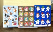 Lot of 3 Vintage Snowman Themed Sticker Sheets Foil Amscan Frosty AGC Winter