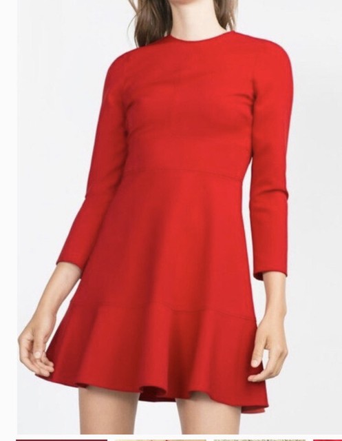 red skater dress with sleeves