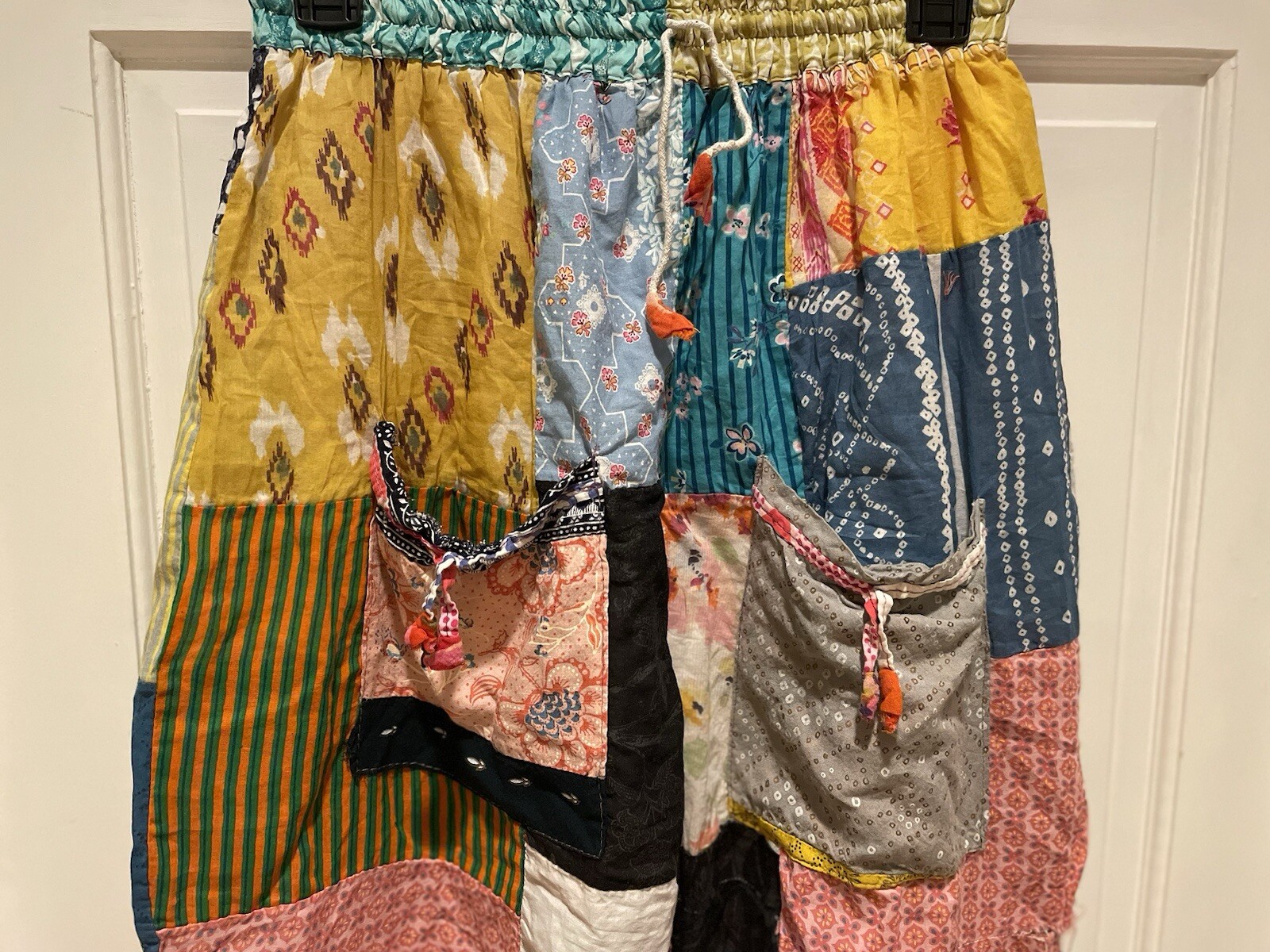 Womens Patchwork Pants SMALL Hobo BOHO Hippie Fun… - image 4