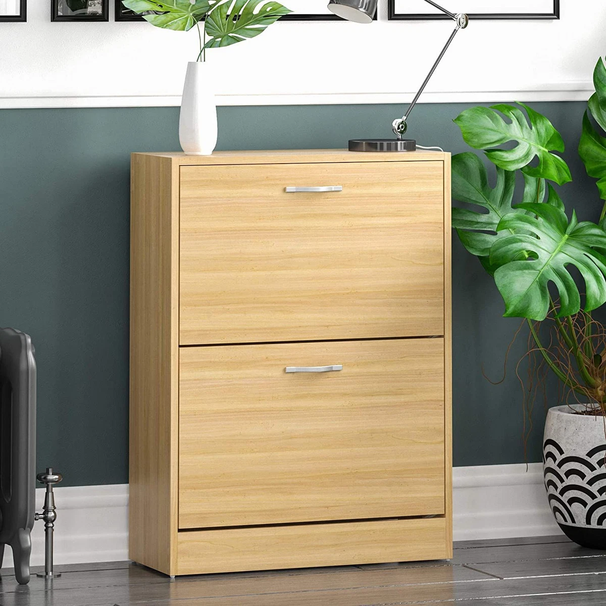 Vida Designs 2 Drawer Shoe Cabinet Cupboard Storage Organiser Pull