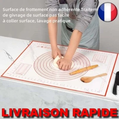 Tapis Pétrissage Pâte Cuisson Silicone Cuisine Gatêau Pizza Ustensiles Outils - Photo 1/4