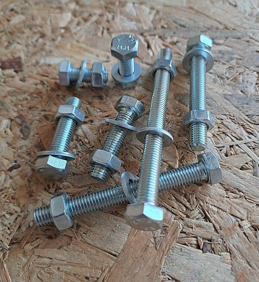 Vis M7 Boulons Acier Galvanisé Tête Hexagonal Complète De Écrou Et Rondelle - Photo 3/4