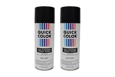 Quick Color 10 Oz. Flat Black General Purpose Spray Paint Pack of 2