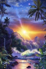 Ceramic Backsplash Tile Mural Beach Scene Seaside Ocean - Hawaiin Embrace