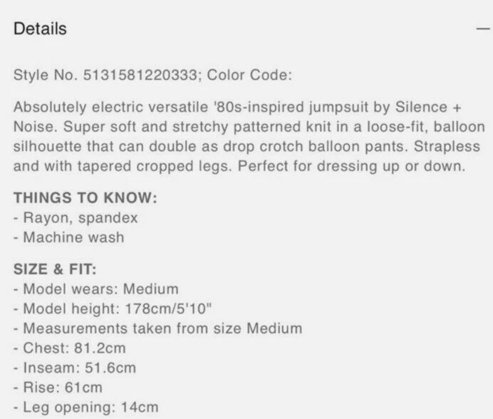 Mono/Pantalones Harén Urban Outfitters Silence + Noise Jerry Talla Mediana Boho Foto 2 de 4