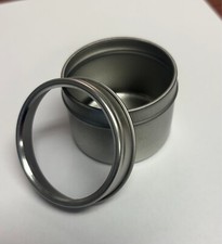 12 pack - 2 oz Silver Metal Tin - Flat Container with Tight Sealed Cover Lid