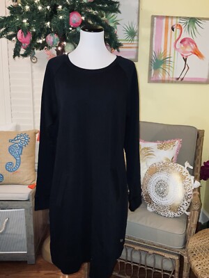 Lilly Pulitzer Beach Comber Long Sleeve Dress Women's Clothing ONYX : LG