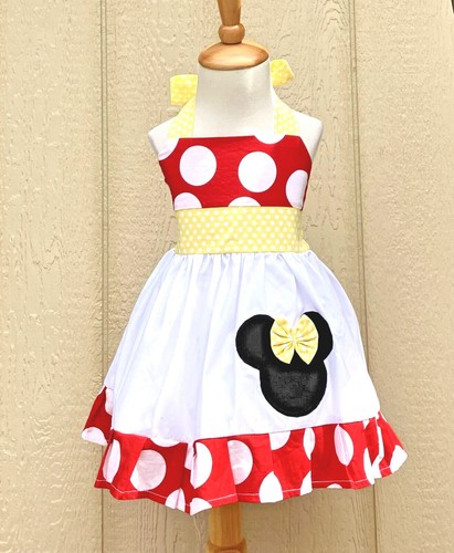 Red White Polka Jumbo Polka Dot Girls Minnie Mouse Dress - 第 1/3 張圖片