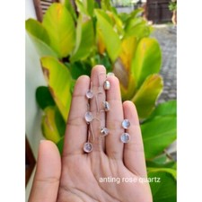 Rose Quartz Handmade Simple Earrings daily Fashion Drop Stud Hook Pair Set Gift