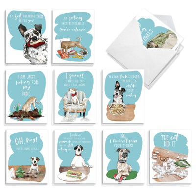 20 Asst'd Blank All Occasion Notes 4x5.12'' w/ Envelope(10 Designs) Naughty Dogs