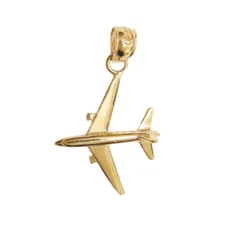 New 14k Yellow Gold Airplane Pendant