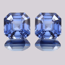 Natural Ceylon Blue Sapphire Asscher Cut Loose Gemstone Matching Pair 26.00 Ct