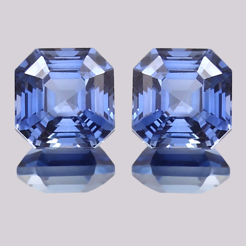 Natural Ceylon Blue Sapphire Asscher Cut Loose Gemstone Matching Pair 20.00 Ct - Picture 6 of 6