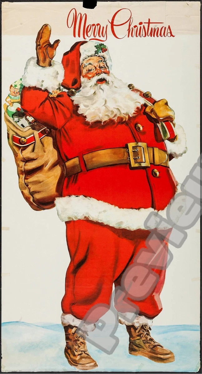 Santa Claus 1950 Vintage Classic Christmas Print Poster Wall Art Picture A4