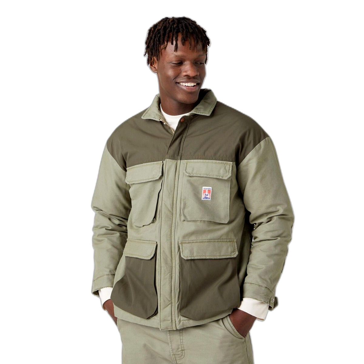 Wrangler Casey Jones Workwear Utility Canvas Jacket Green Brown