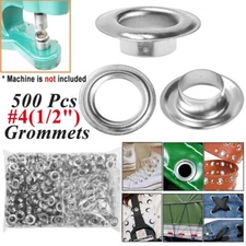 500pc #4 1/2" 12mm Grommet Machine Grommets & Washers Banner Flag Nickel Eyelets