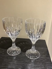 Set Of 2 Mikasa Park Lane Crystal Wine Glasses Water Goblet 6 3/4”