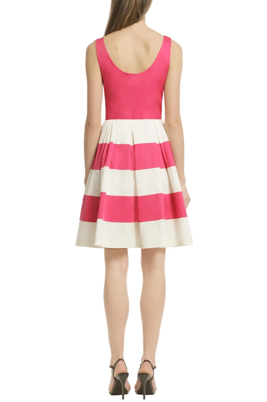 Abito svasato Kate Spade New York rosa caldo colore blocco righe Celina skater 2 = XS