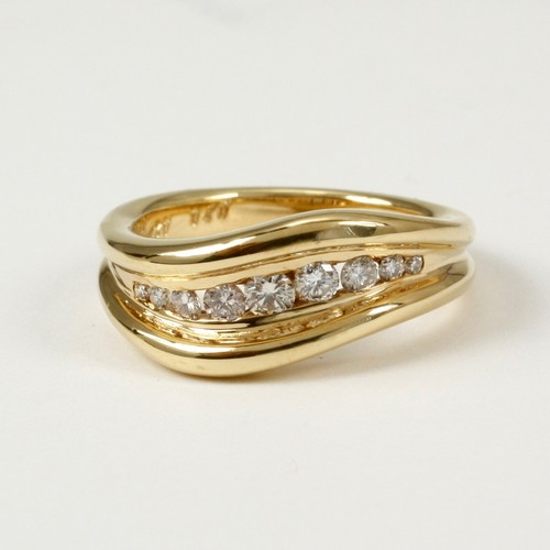 Bague Solitaire En Or Blanc 14K (585) Avec Diamant 0.08 Ct - Taille 56 (Ajustable)
