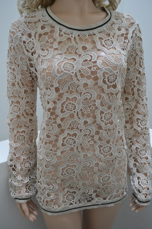 Frog Box Cotton Lace Pullover Spitze Lace 40 beige - Bild 4 von 4