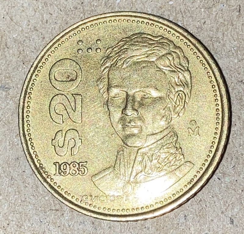 Mexico 20 Pesos 1985, Coin National Arms, Eagle Snake Guadalupe Victoria