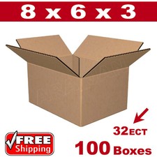 100 - 8x6x3 Cardboard Boxes Mailing Packing Shipping Box 32ECT Corrugated Carton