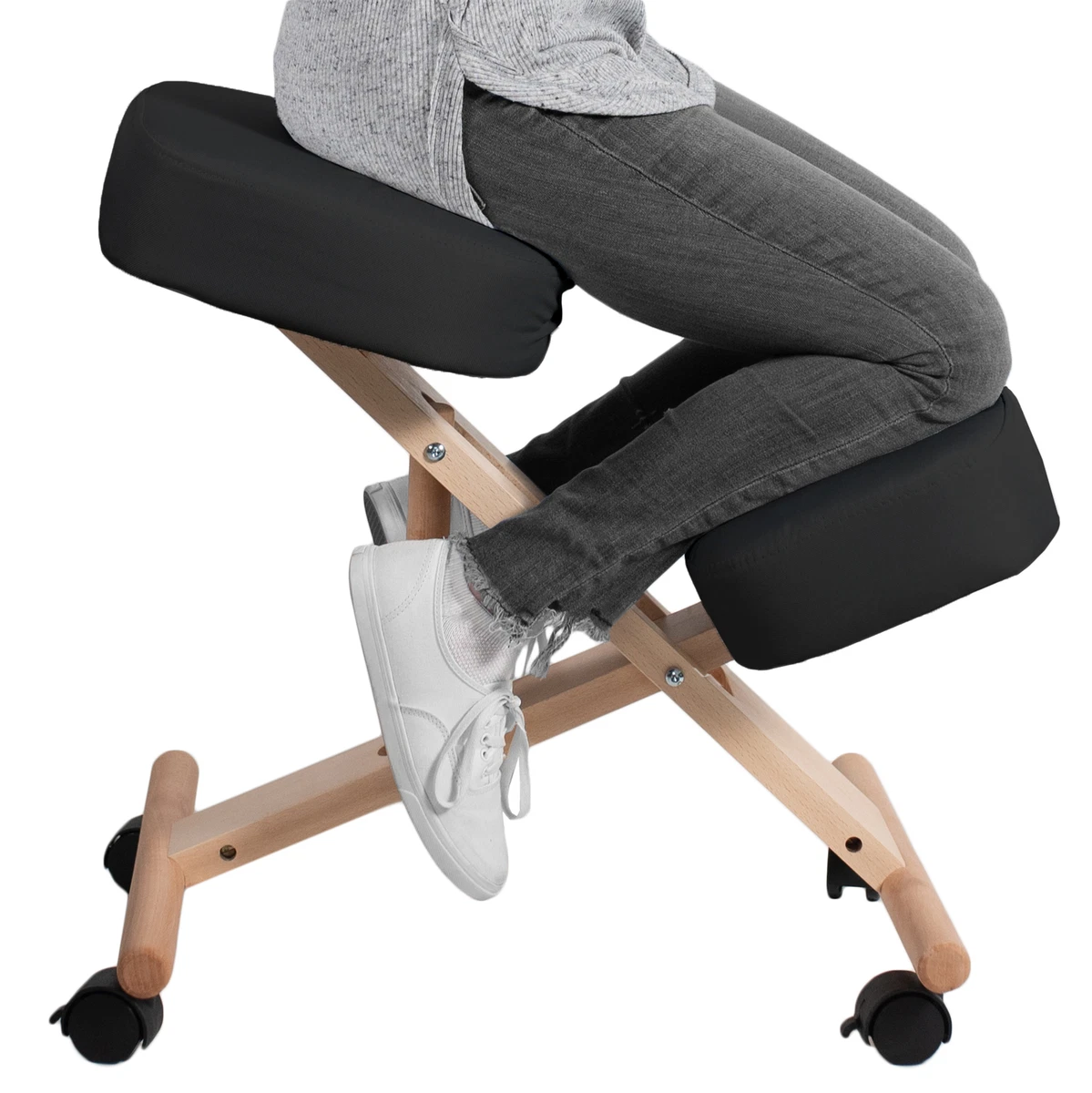 VIVO Ergonomic Wooden Kneeling Chair Adjustable Stool for Home and Office