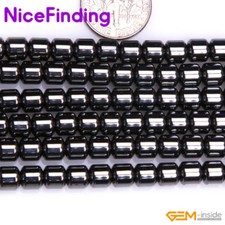 Natural Drum Black Hematite Column Stone Beads For Jewelry Making Strand 15" DIY