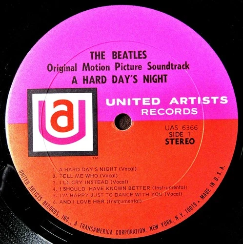 Beatles LP A Hard Day’s Night 1968 Pink-Orange “Tell Me Who” Audio Matrix, EX!