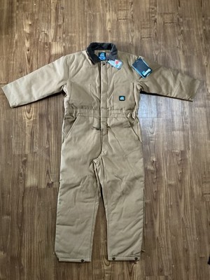 Berne Youth Unisex Brown Insulated Work Coveralls Corduroy Collar