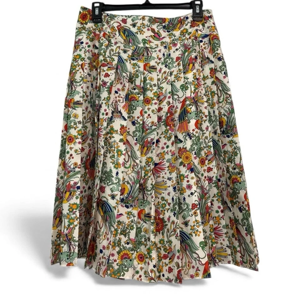 Tory Burch Silk Floral Print Pleated Midi Skirt - Image 2 of 4