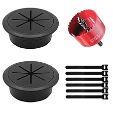 2 Pack Desk Grommet 2 Inch 50 mm , Hole Cover for Cables, Black Desk...