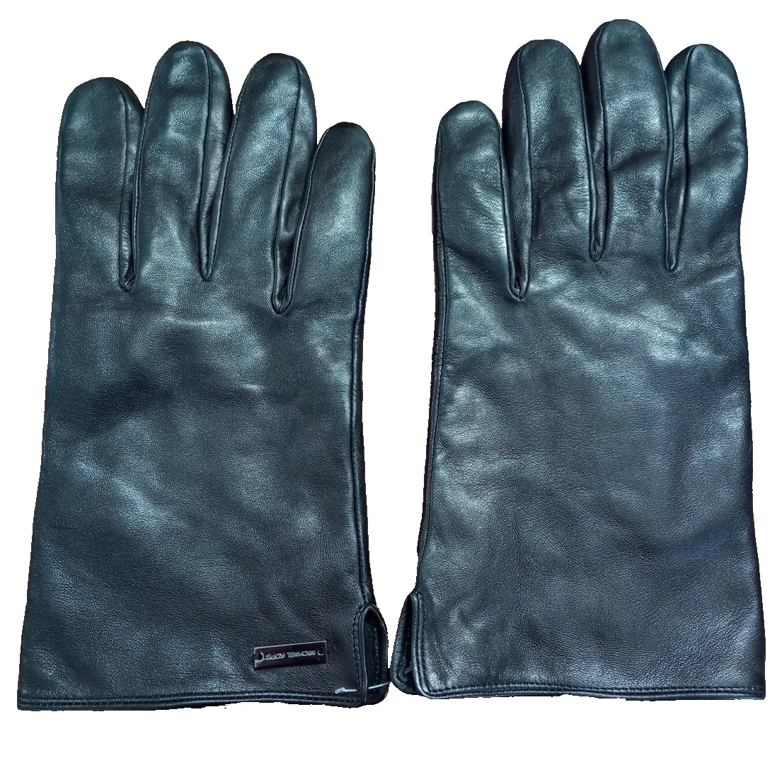Michael Kors Metal Logo Black SOFT Touchscreen Leather Gloves Lined Men's size L