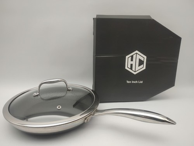 #ad HEXCLAD 10quot; Fry Pan Hybrid Stainless Steel Non Stick Frying Pan WITH LID $60.25