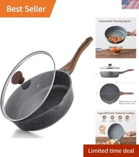 Nonstick Skillet Deep Frying Pan 10inch Saute Pan with Lid Stay Cool Handle