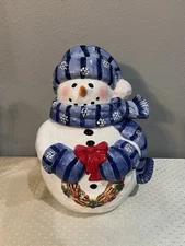 Harry & David Christmas Snowman Cookie Jar with Lid
