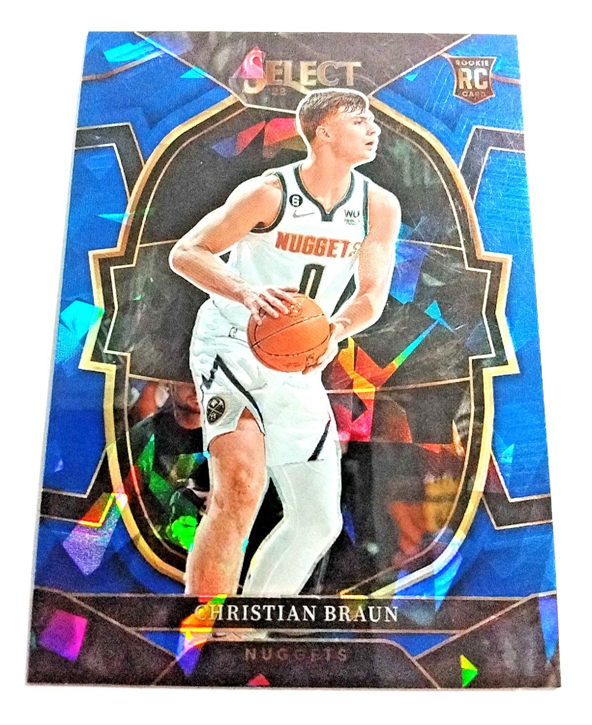 2022-23 Panini Select #85 Christian Braun Blue Cracked Ice Rookie Nuggets. D36