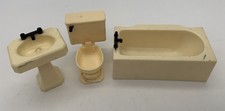 Dollhouse Bathroom Set Bathtub Sink Toilet 1:12 Scale Vintage