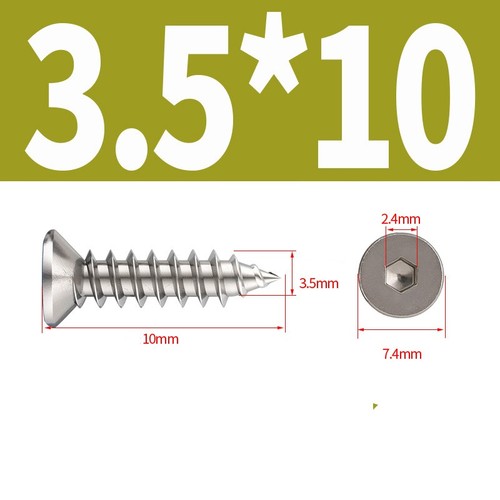 M2-M6 Countersunk Flat Head Hex Socket Screws Self Tapping Allen Key Wood Screw - Picture 15 of 43