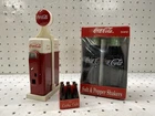 Vintage Coca-Cola Ceramic Salt & Pepper Shakers Lot Vending Machine Bottles Red