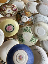 Vintage Mismatched China Saucer Lot Mix Patterns 4 Small Dessert Tea Plates